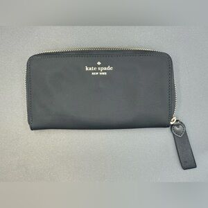 Kate Spade Black Nylon Zip-Around Wallet